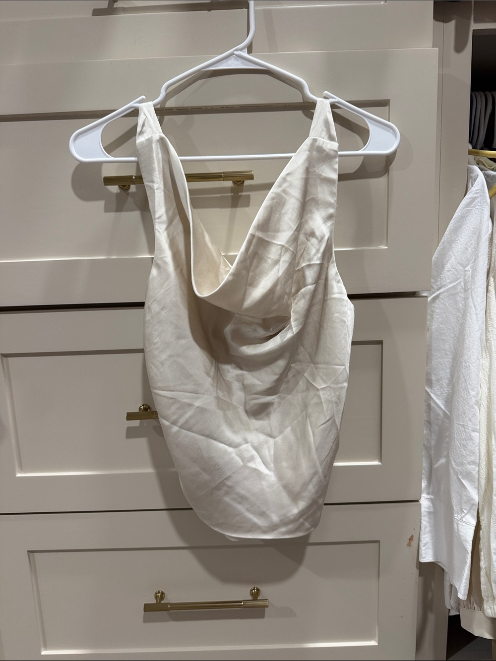 Abercrombie & Fitch Cream Satin Cowl Tank